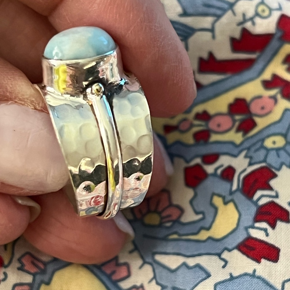 Larimar Hammered Ring - image 6